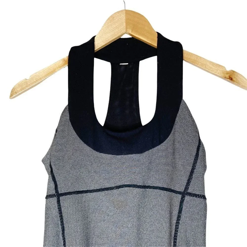 LULULEMON | Scoop Neck Black & Gray Microstripe RacerBack Tank